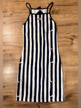 NIKE Women's Sportswear Blue/White Stripe Americana Femme Cami Dress Small New